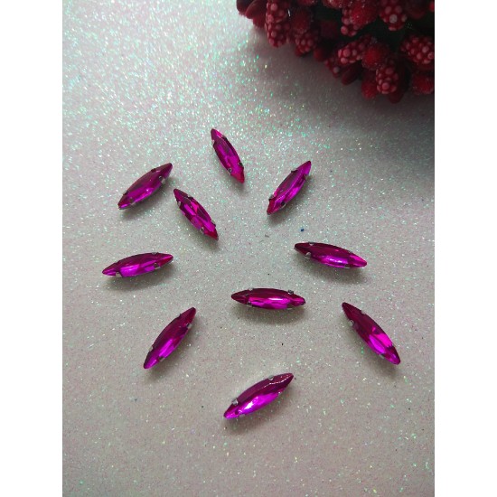 Стразы в цапах "Узкий листик" 4*15 мм цв. малиновый, цена за 1 шт